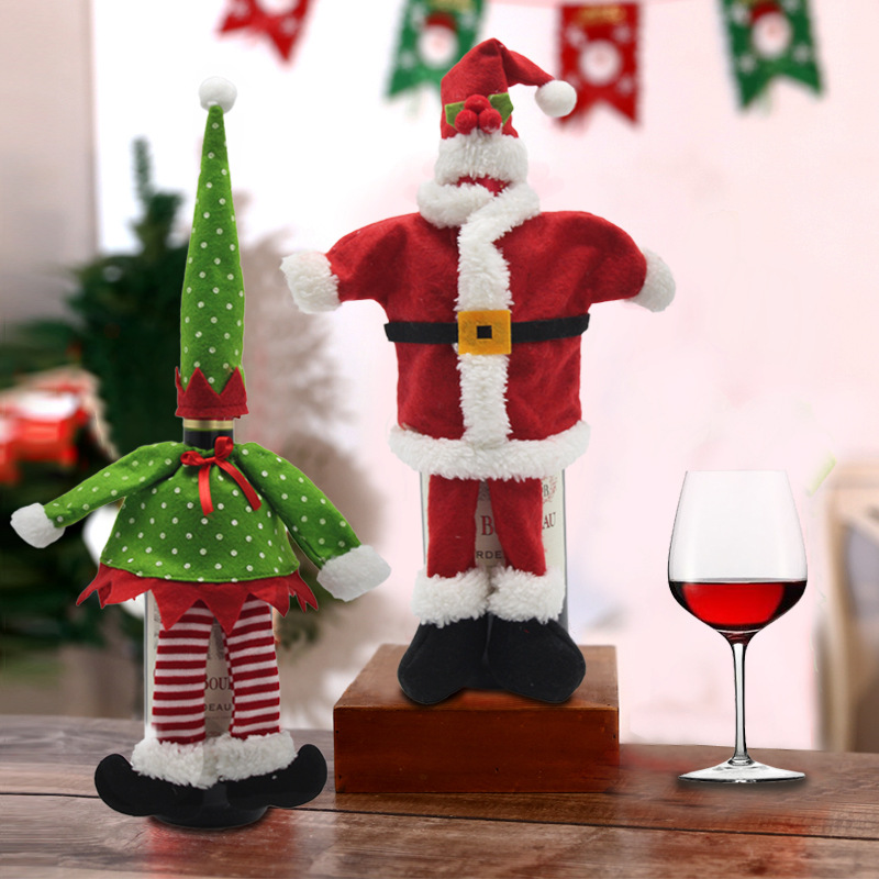 Christmas decorations doll pendant wine bottle sleeve Creative Santa hat socks shoes Gift Moose wine bottle bag