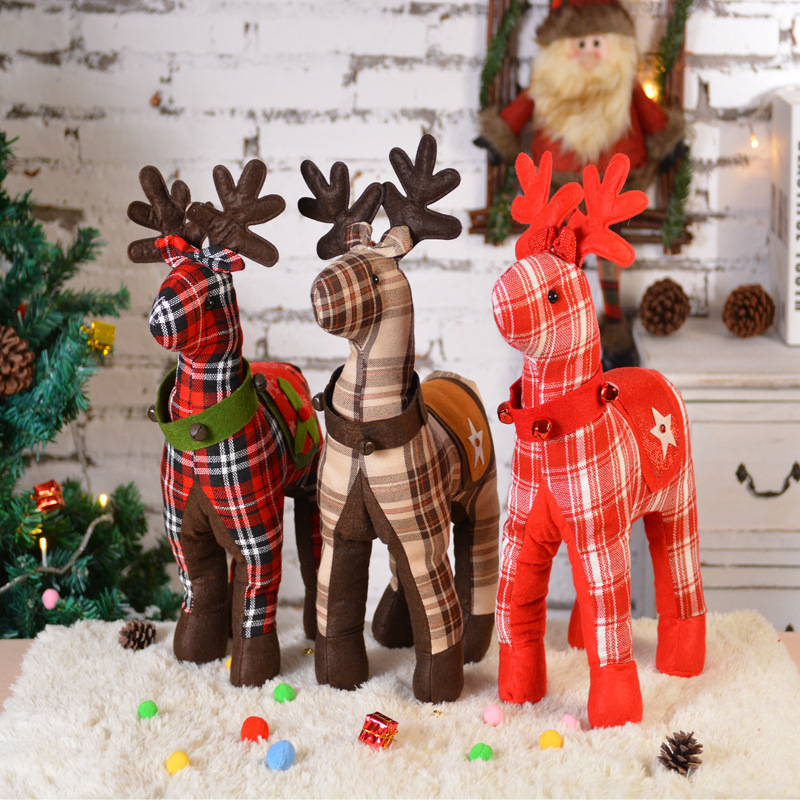 Wholesale Christmas decorations plaid elk doll Children's doll toy holiday gift a hair