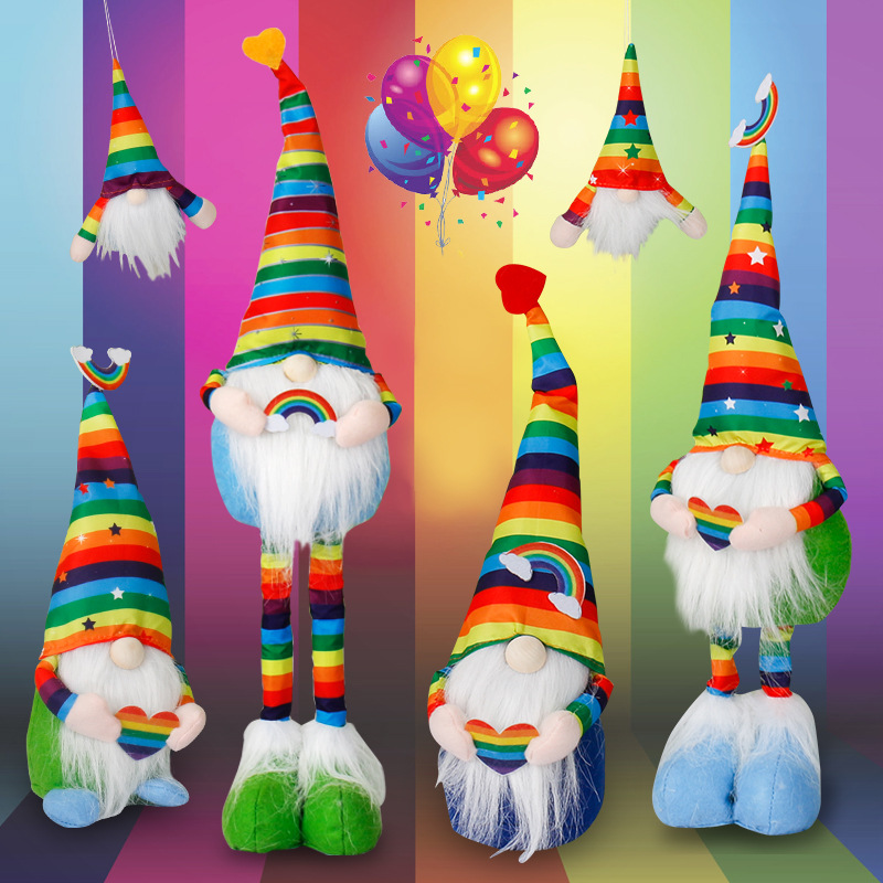 Cross-border new rainbow festival decoration pieces Rudolph colorful faceless doll holiday gift site layout props