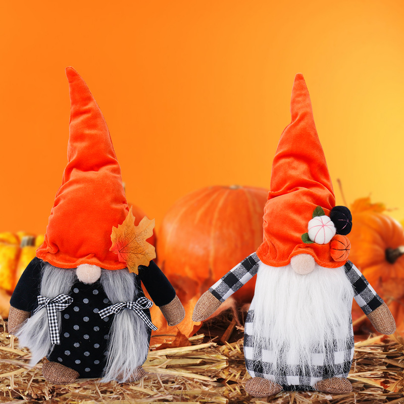 Faceless doll Thanksgiving gift Harvest Festival dwarf male Halloween cross-border new pumpkin maple leaf doll adornment